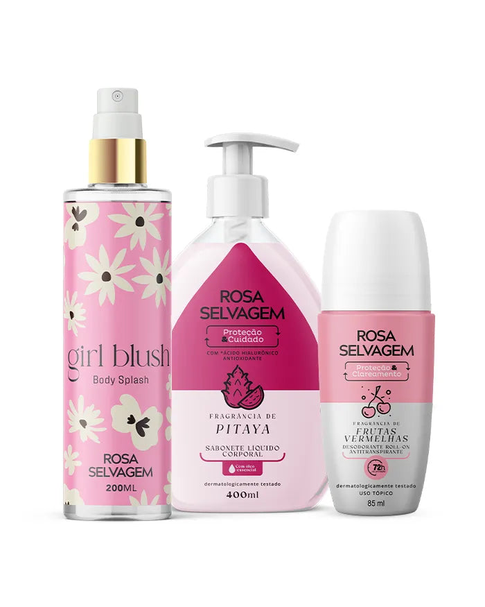 Kit Sabonete Líquido Pitaya + Girl Blush + Desodorante Frutas Vermelhas