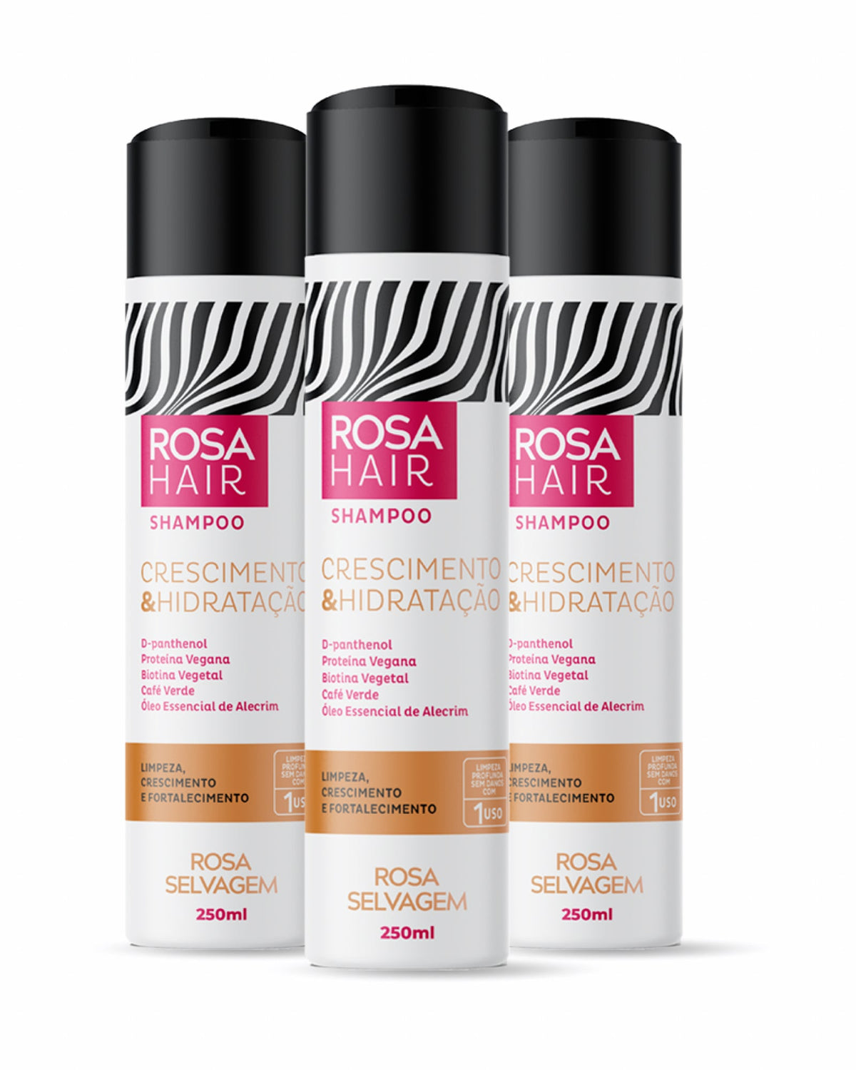 Rosa Hair - Shampoo de Crescimento 3 unids.